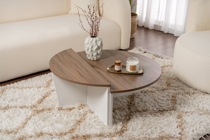 Nordure Mesa de Centro Orion Nogal y Blanco 90x30x60cm 85x35x30cm